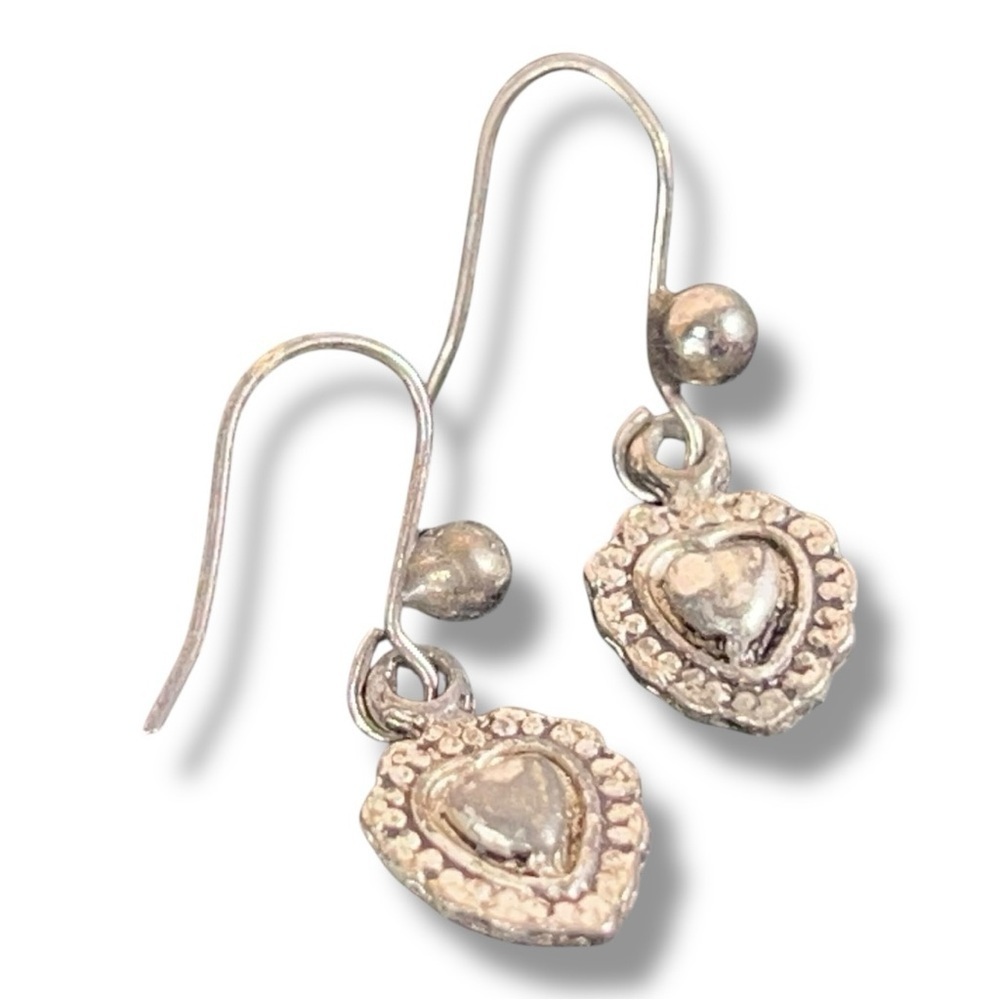 Vintage 90s Montana Made Silver Heart Earrings Western Boho Bohemian